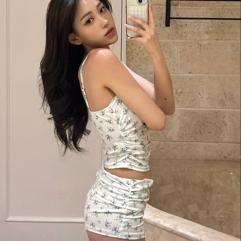 Summer Women Floral Print Lace - Cami Top Lace ulasan dan harga